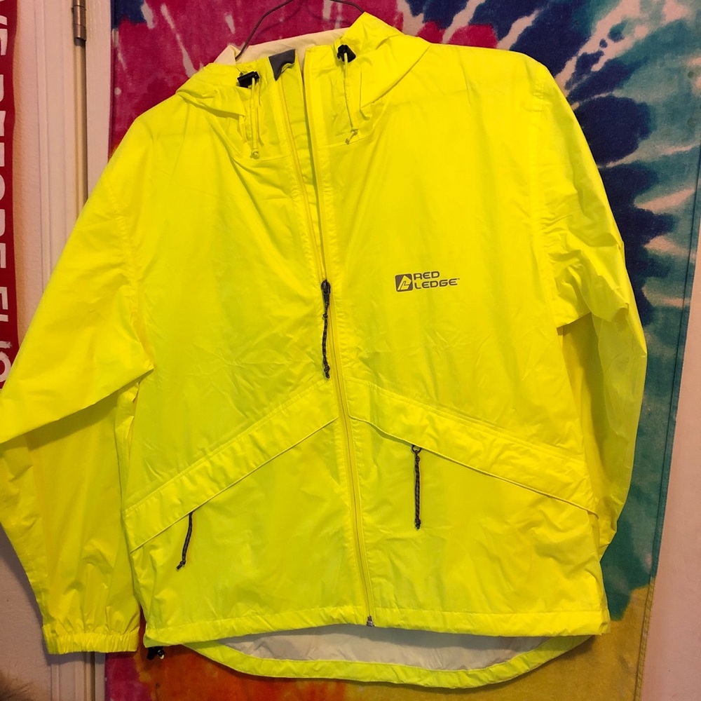 Bright yellow windbreaker with pockets